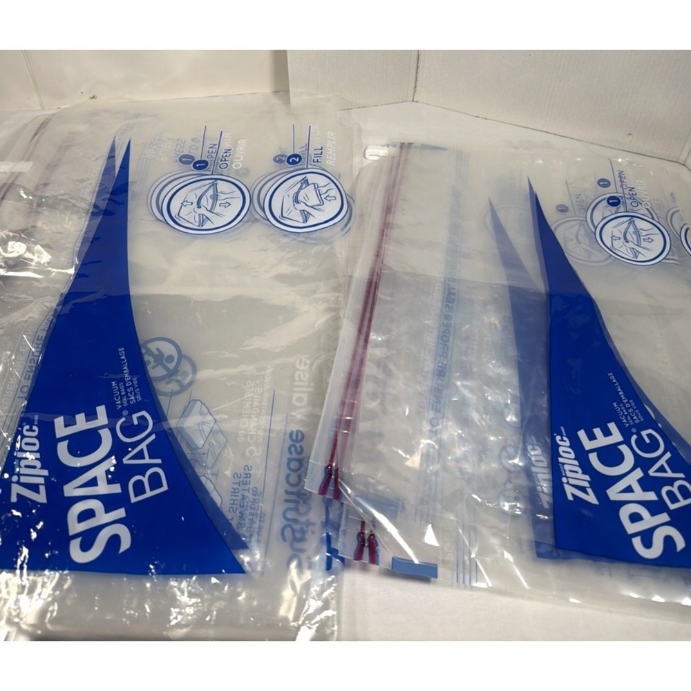 Ziploc Space Bags Travel Vacuum Storage 5 Pc Set Carry On & Suitcase Sizes
